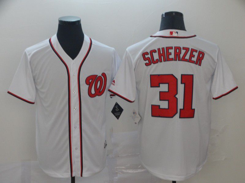 Men Washington Nationals #31 Scherzer White Game MLB Jerseys